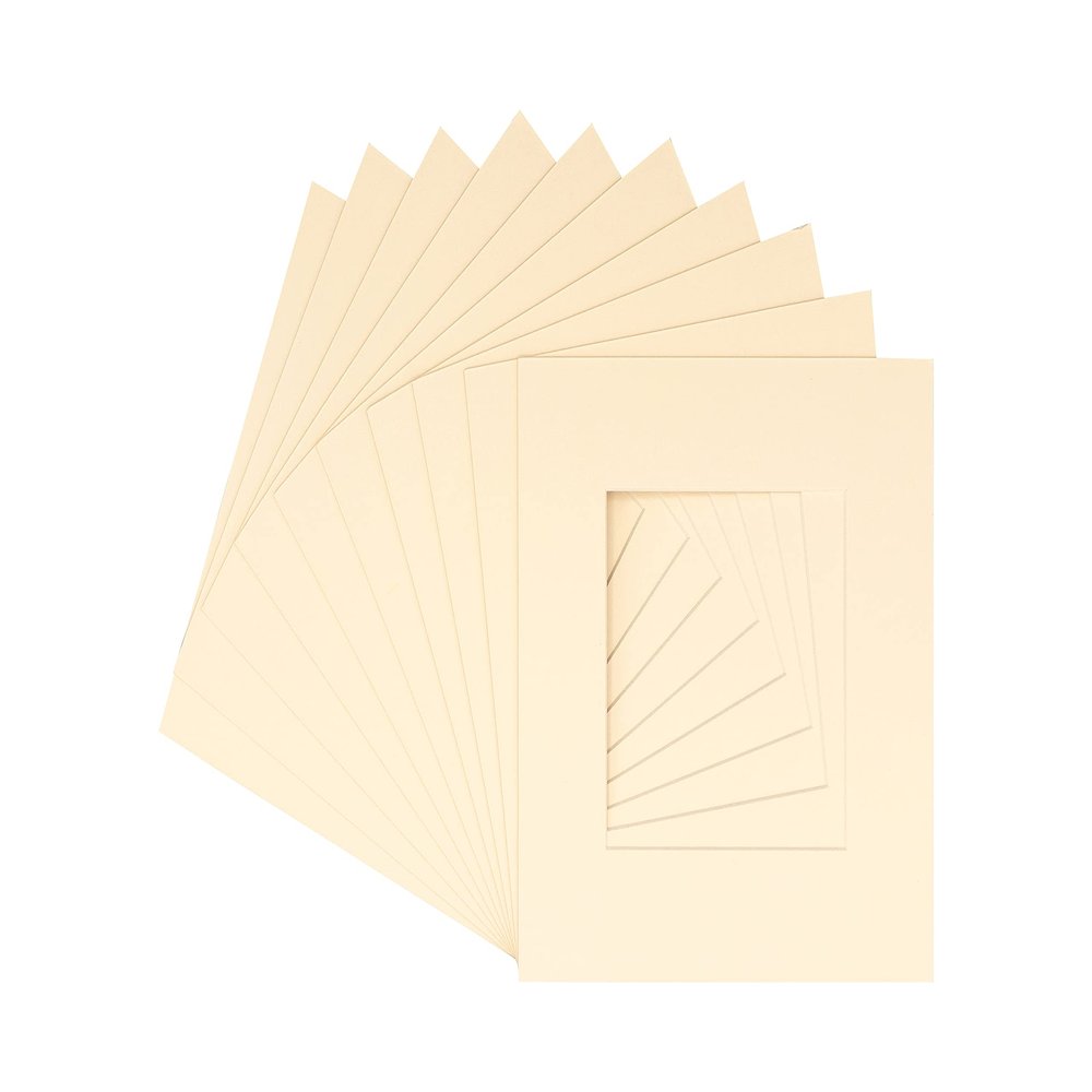 CountryArtHouse Cream Acid Free 12x12 Square Picture Frame Mat with White Core Bevel Cut for 8x8 Pictures - Fits 12x12 Frame - Pack of 25 Matboard Show Kits With Acid Free Backings & Clear Bags