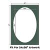 Hunter Green Acid Free 28x40 Oval Picture Frame Mat with White Core Bevel Cut for 24x36 Pictures - Fits 28x40 Frame - Pack of 10 Matboard Show Kits With Acid Free Backings & Clear Bags view 2