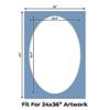 Brittany Blue Acid Free 28x40 Oval Picture Frame Mat with White Core Bevel Cut for 24x36 Pictures - Fits 28x40 Frame - Pack of 25 Matboard Show Kits With Acid Free Backings & Clear Bags view 2