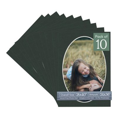 CountryArtHouse Black Acid Free 28x40 Oval Picture Frame Mat with White Core Bevel Cut for 24x36 Pictures - Fits 28x40 Frame - Pack of 10 Matboard Show Kits with Acid Free Backings & Clear Bags
