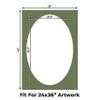 CountryArtHouse Dill Green Acid Free 28x40 Oval Picture Frame Mat with White Core Bevel Cut for 24x36 Pictures - Fits 28x40 Frame - Pack of 10 Matboards view 2