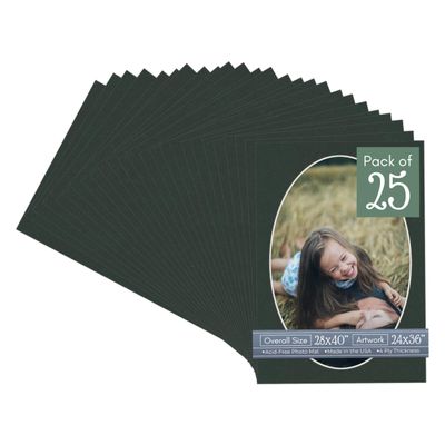 CountryArtHouse Black Acid Free 28x40 Oval Picture Frame Mat with White Core Bevel Cut for 24x36 Pictures - Fits 28x40 Frame - Pack of 25 Matboard Show Kits With Acid Free Backings & Clear Bags