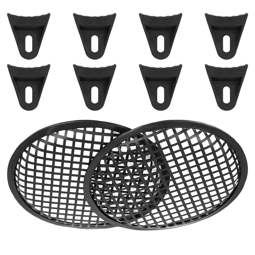 Taimmach 2pcs Car Speaker Subwoofer Cover Metal Mesh Audio Grill Horn Guard 8 Inch Black