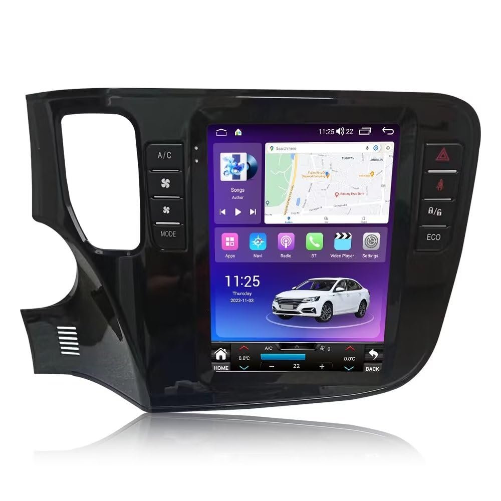 9.7" IPS Touch Screen Android 12 2+32GB 8 Core Car Stereo for Mitsubishi Outlander 3 GF0W GG0W 2012-2018 Vertical Style Radio Built-in Car-Play Android Auto GPS Navigation Head Unit
