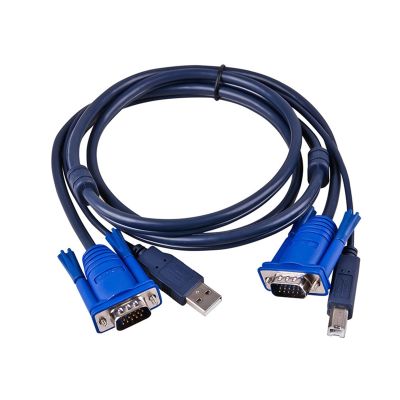 1.5M/3M 5/10FT Feet 2 in 1 USB 2.0 Type A to B 4Pin KVM Standard VGA SVGA 15 Pin Switch Cable Fit Compatible PC Computer Printer Monitor (Size : 3M)