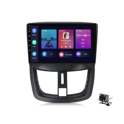 ADMLZQQ Double Din Car Stereo Multimedia with Bluetooth and 9" Touchscreen Android 11 for Peugeot 207 2006-2015,with GPS/Car-Play Android/SWC/Backup Camera/Mirror Link/4G WiFi,Y1 1+16g