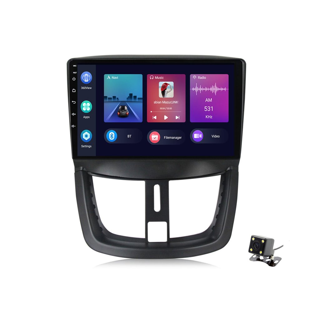 ADMLZQQ Double Din Car Stereo Multimedia with Bluetooth and 9" Touchscreen Android 11 for Peugeot 207 2006-2015,with GPS/Car-Play Android/SWC/Backup Camera/Mirror Link/4G WiFi,Y1 1+16g