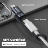 BOUTOP [MFi Certified] USB C to Lightning Adapter, Type C to Lightning Adapter Support 36W PD Fast Charging Compatible with iPhone iPad Dark Gray view 4