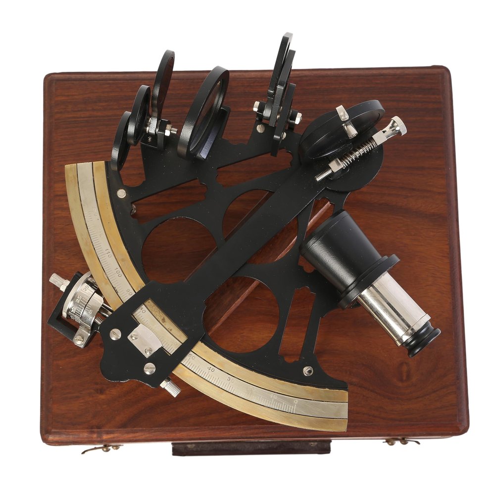 JUNZALINAUTIC 8 Inch Antiques Handmade Reproduction Sextant with Micrometer Drum Readout.