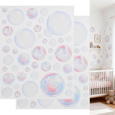 VOSAREA Bubble Wall Decals for Bathroom Decor - Waterproof Ocean Theme Stickers for Kids Nursery Laundry Room - Peel and Stick Under The Sea Mermaid Party Supplies (Strong Adhesion, 2 Sheets)