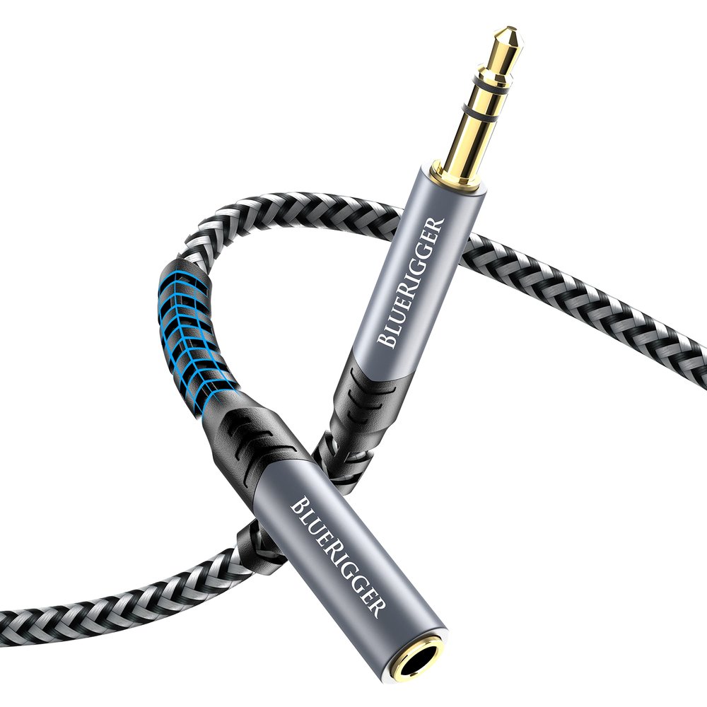 BlueRigger Headphone Extension Cable (15FT, 24K Gold Plated Jack, Hi-Fi Sound, 3.5mm Male to Female Stereo Audio Cable)  Aux Cord for iPod, Laptops, Smartphones, Speakers, Tablets, Home Car Stereo