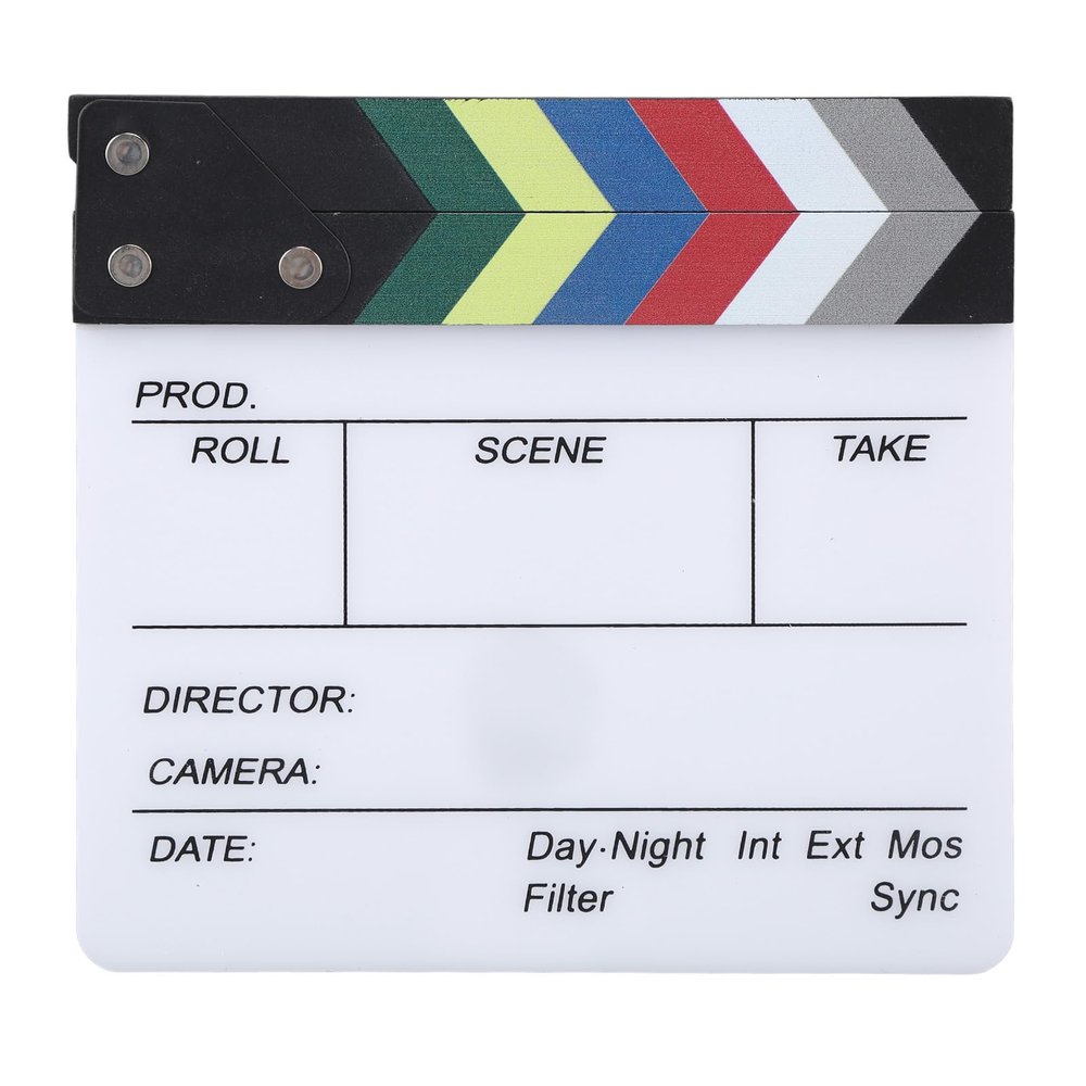 ICRPSTU Director Clapper, Wide Application Acrylic Wood Photo Prop Clear Sounds Easy Writing Movie Clap Board for Editing (20x19.5cm / 7.87x7.68in)