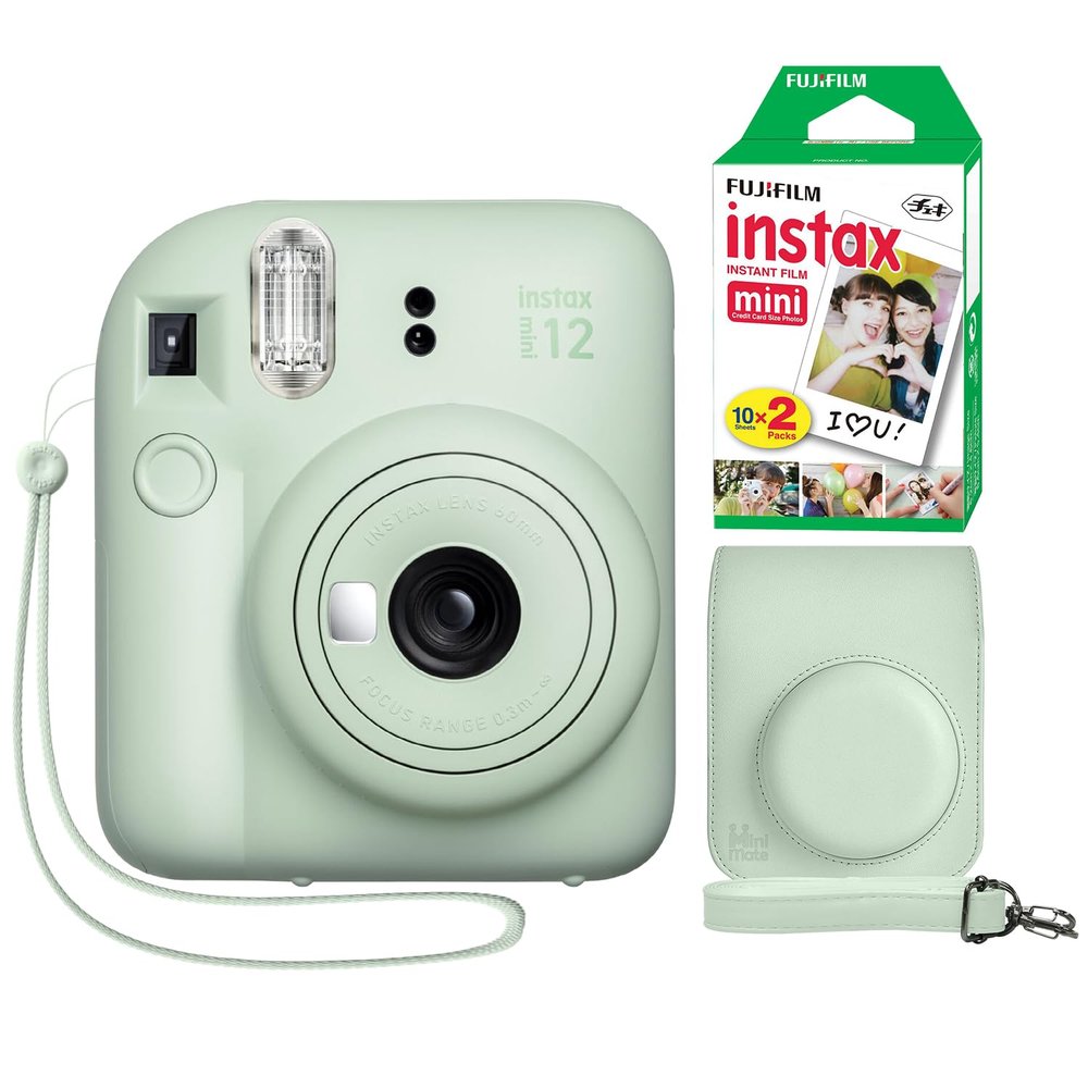 Fujifilm Instax Mini 12 Instant Camera + Minimate Custom Case + Fuji Instax Film 20 Sheets Twin Pack (Mint Green)