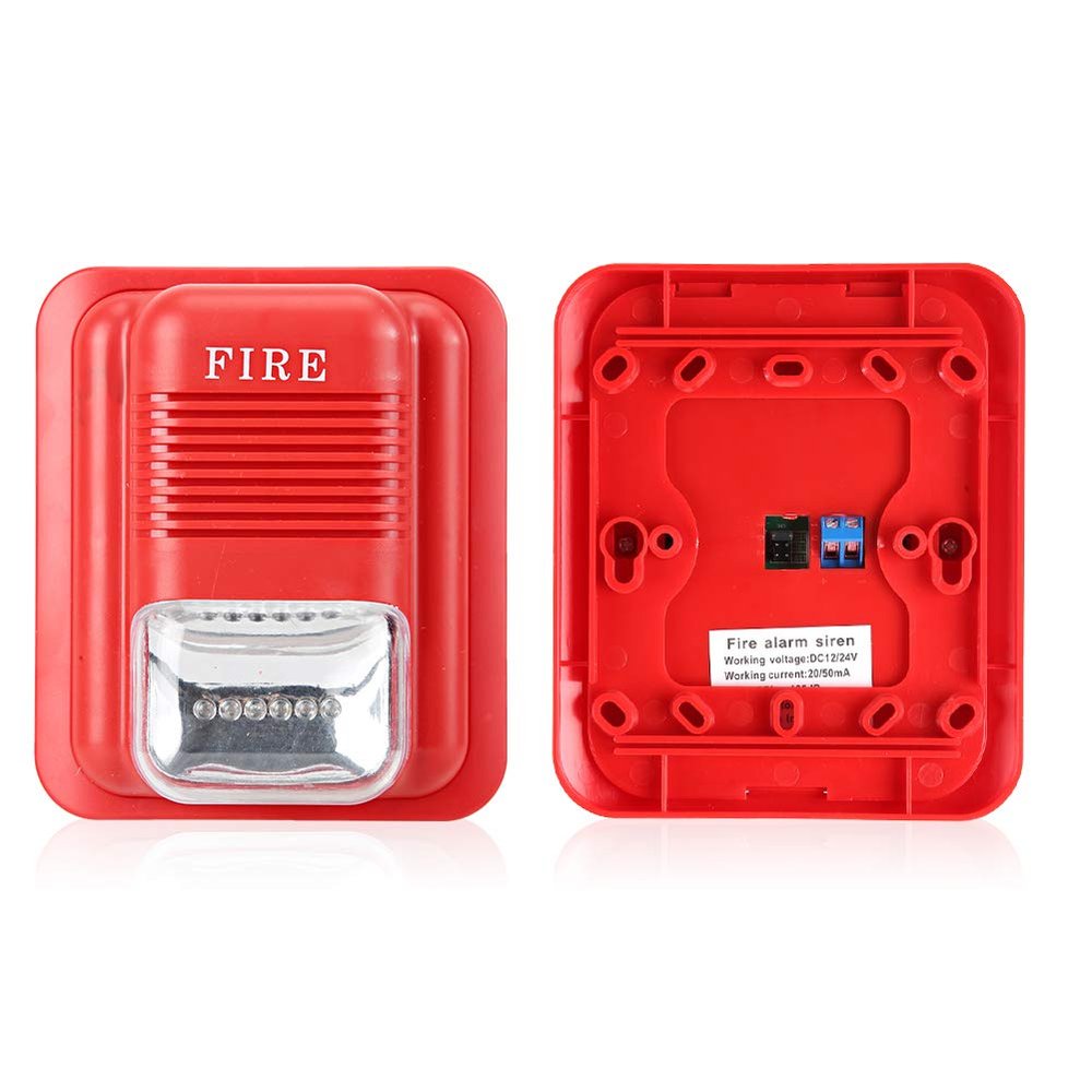Smoke Alarm Strobe,24V Siren Key Classic Spectre Alert Only Single Action Speaker DC12V/24V Sound and Light Fire Alarm Warning Strobe Siren Alert Safety System