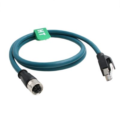 HangTon Ethernet Cable M12 X Code 8 Position Female to RJ45 Cat-7e for Industrial Actuator Sensor Profibus Network Automation Application 30cm