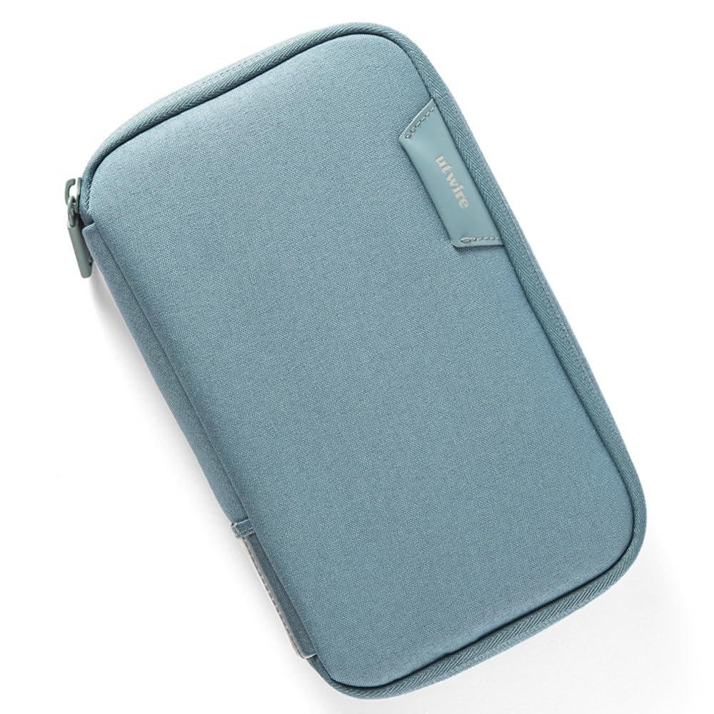 UT Wire Folio 1L Tech Gear Pouch for Personal or Individual Family, Travel, Work Cable Organizer, Electronic Tech Accessories with Label Identification, Small in Arctic Blue