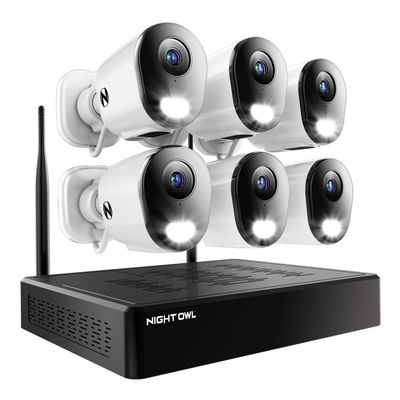 Night Owl 10 Channel Bluetooth Video Home Security Camera System with (6) Plug-in Wi-Fi 2K HD Indoor/Outdoor Spotlight Cameras with 2-Way Audio and 1TB Hard Drive (Expandable up to 10 Cameras)