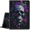 CGFGHHUY for Kindle Scribe Case for Kindle Scribe Cover 10.2 inch Lightweight Protective PU Leather Smart Stand Cover with Auto Wake Sleep Case for Kindle Scribe 2022 - Purple Flower Skull view 1