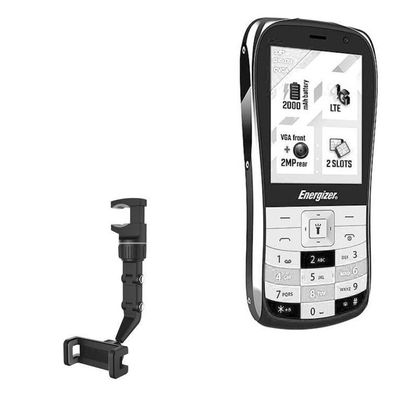 BoxWave Car Mount Compatible with Energizer E284S - Rearview Mirror Car Mount, Rear View Mirror Adjustable GPS Car Mount - Jet Black