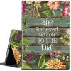 CGFGHHUY for Kindle Scribe Case for Kindle Scribe Cover 10.2 inch Lightweight Protective PU Leather Smart Stand Cover with Auto Wake Sleep Case for Kindle Scribe 2022 - Floral Flowers Plants on Wooden view 1