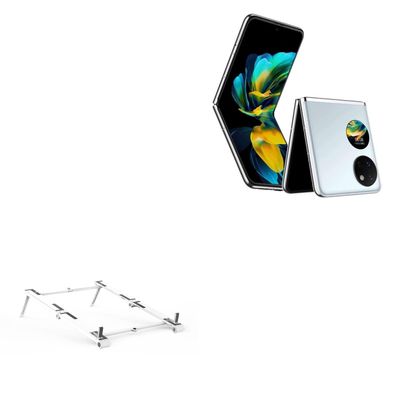 BoxWave Stand and Mount Compatible with Huawei Pocket S - Pocket Aluminum Stand 3-in-1, Portable Multi Angle Viewing Riser - Metallic Silver