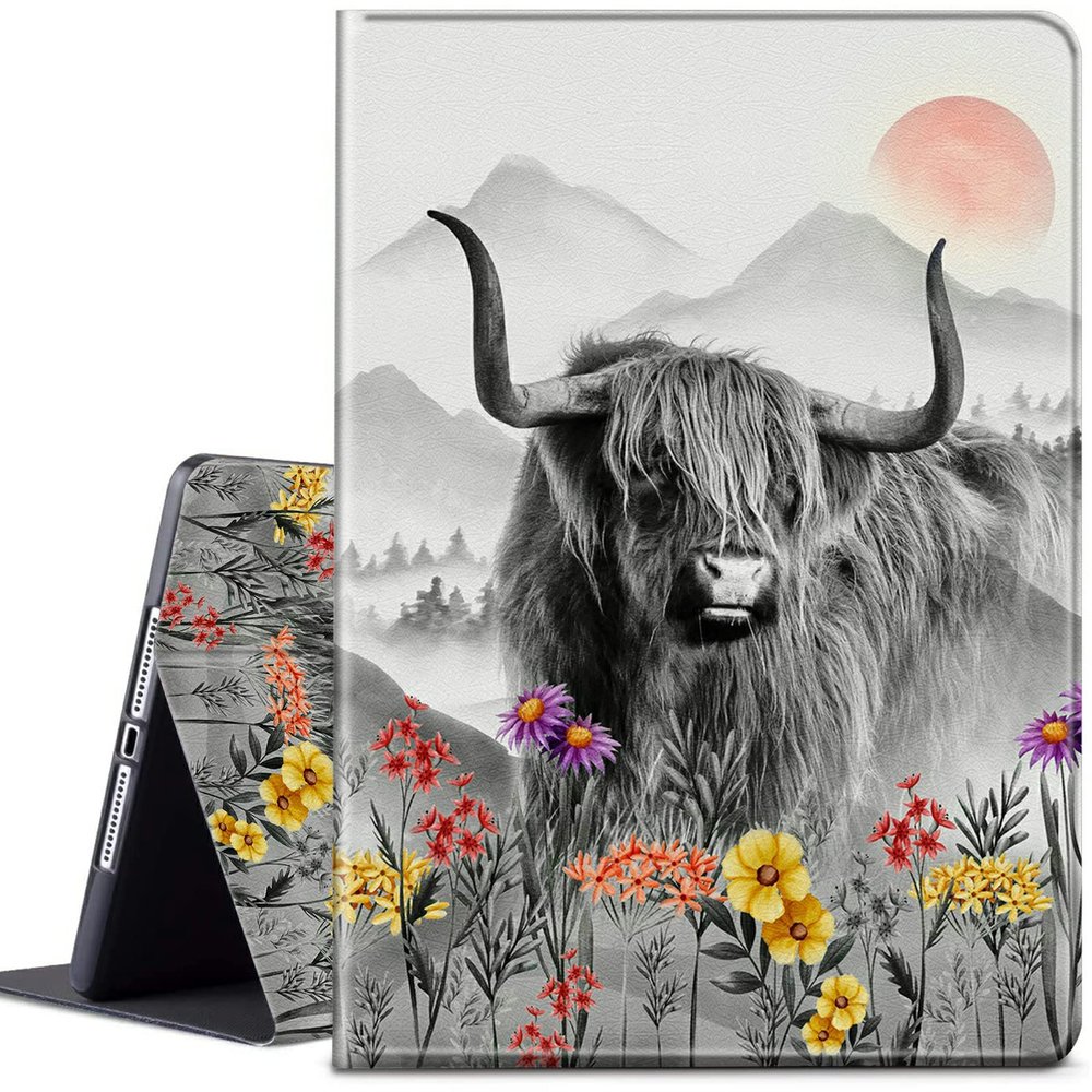 CGFGHHUY Case for Kindle Scribe - 10.2 inch Lightweight Protective PU Leather Smart Stand Cover with Auto Wake Sleep - Cow Flowers