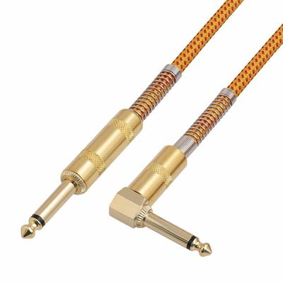 GXMRHWY Double Shielded 22Awg Straight Head to Right 6.35mm Male to Male Electric Guitar Audio Cable 3Meter