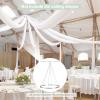 24 Inches Silver Metallic Ceiling Drapes Hanging Kit for 6 Panels Wedding Drapes Decorations Canopy Hoop Metal Hardware Kit view 2