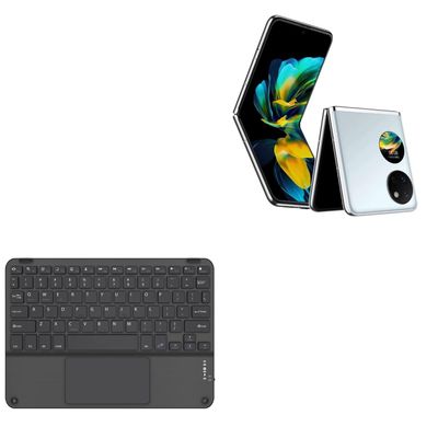 BoxWave Keyboard Compatible with Huawei Pocket S - SlimKeys Bluetooth Keyboard with Trackpad, Portable Slim TouchPad - Jet Black