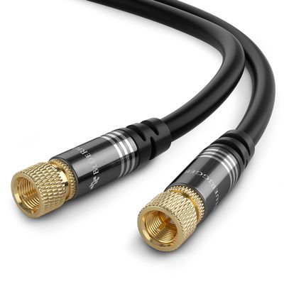 BlueRigger RG6 Digital Coaxial Audio Video Cable (35FT, Male F Type Connector, Triple Shielded)  Coax Cable for HDTV, CATV, DVB-T2/C/S, Modem, Radio, Satellite Receivers