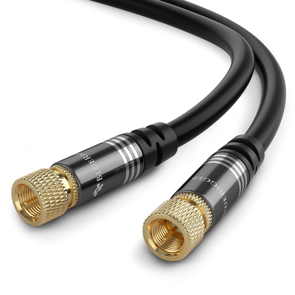 BlueRigger RG6 Digital Coaxial Audio Video Cable (35FT, Male F Type Connector, Triple Shielded)  Coax Cable for HDTV, CATV, DVB-T2/C/S, Modem, Radio, Satellite Receivers