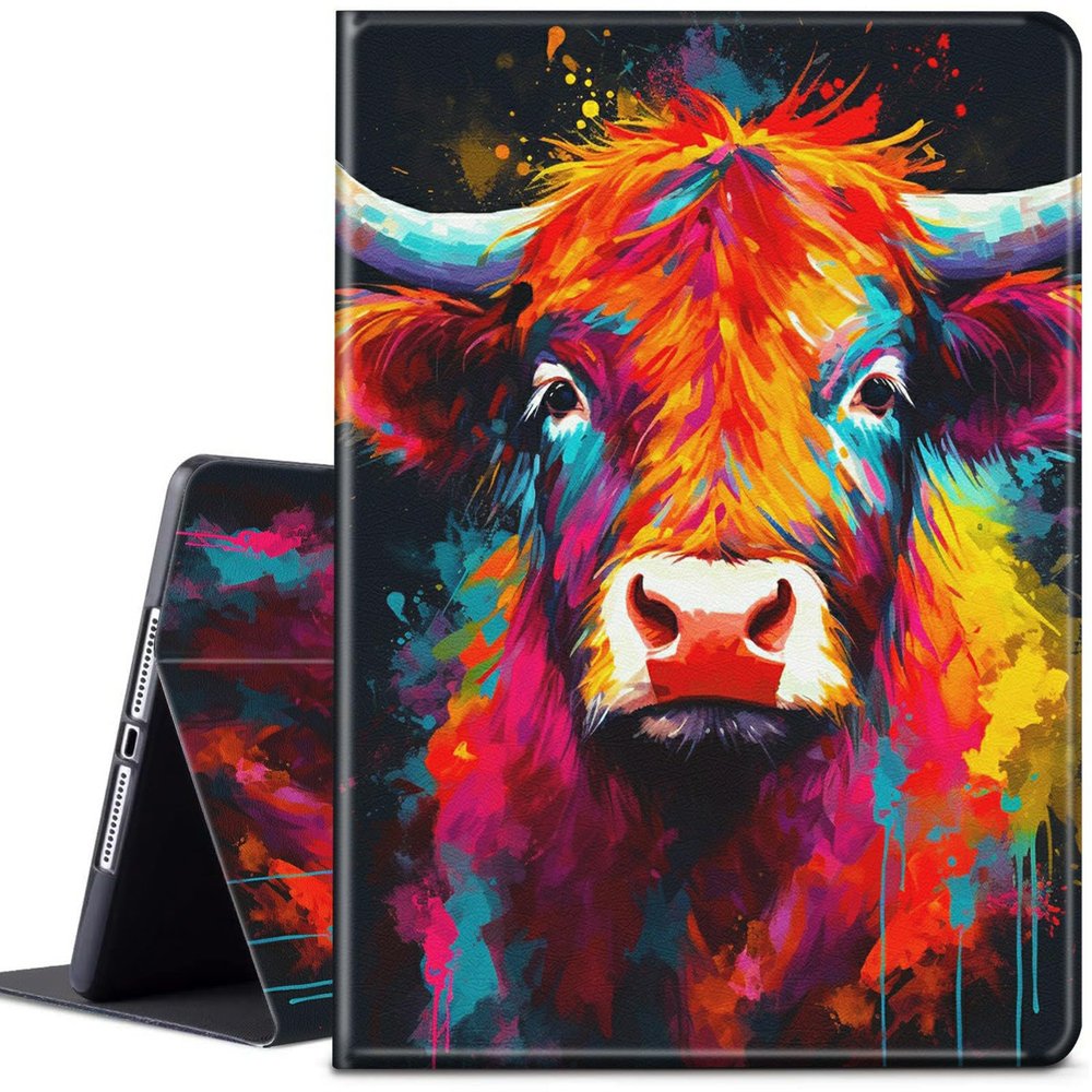CGFGHHUY for Kindle Scribe Case - 10.2 inch Lightweight Protective PU Leather Smart Stand Cover with Auto Wake Sleep - Watercolor Cow