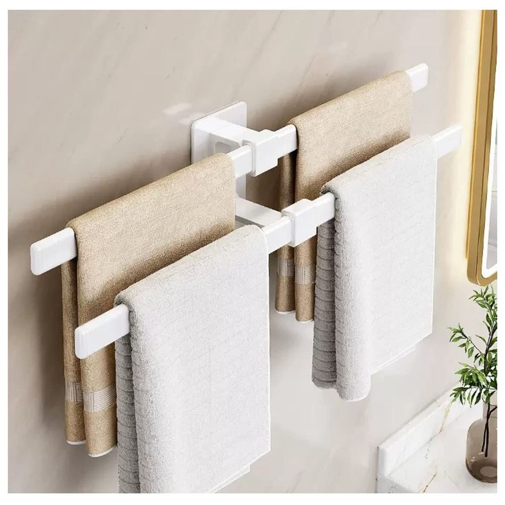 ELZEM Rotating Towel Rack Towel Rack Bathroom Kitchen Towel Bar,Towel Holder Wall Mount Polished Finish for Kitchens,Bathrooms,and Swimming Pools (Color : White, Size : 50cm)