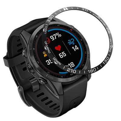 DJDLFA Steel Protection Bezel Ring Case For Garmin Fenix 7 7X Fenix7 Watch Speed Adhesive Anti Scratch Metal Tachymeter Cover Frame (Color : Black, Size : 22mm For Fenix 7)