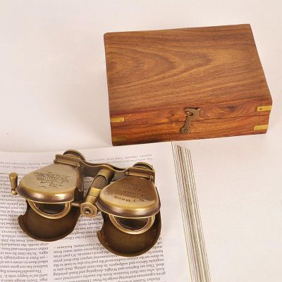 ESRADA Pocket Binoculars Compact Travel Telescope Easy Focus Small Binoculars Vintage Antique 1857 Brass Binocular