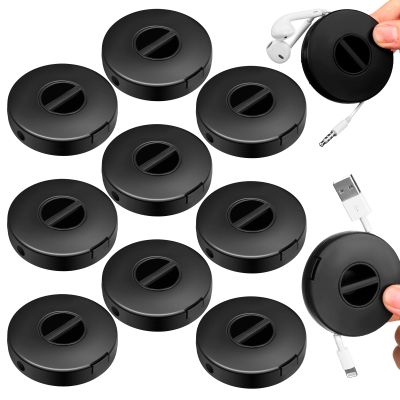Copkim 9 Pcs Winder Retractable Charging Cord Winder Flexible Charging Cord Organizer Black Portable Charger Management Headphone Earbud Cable Organizer for USB Travel Organization Storage