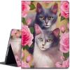 CGFGHHUY for Microsoft Surface GO 3 Case Lightweight Protective PU Leather Smart Stand Cover with Auto Wake Sleep Tablet Case for Microsoft Surface GO/GO 2/GO 3 - Pink Rose Flower Cat view 1