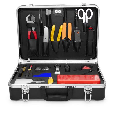 QSFPTEK Fiber Optic Fusion Splicing Tool Kit - Black - Stainless Steel