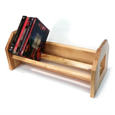BinOxy Record Storage Shelf Vinyl Record Storage Holder, Tabletop CD Display Stand, Vintage Pine Wood Music Album Store Rack, Holds up to 50 Albums or CDs Record Shelf (Color : Natural)