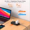 BESHON 15 FT Flat Plug Power Strip with USB C, 6 Outlets, No Surge Protector for Dorm Room, Black view 4