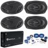 Rockville RV69.4A Bundle: (4) 6x9 4-Way Car Speakers 1000W / 220W RMS CEA Rated, Atom P20 1600-Watt Bluetooth 4-Channel Amplifier with Volt Meter, RWK42 4-Gauge Car Amp Wiring Kit with RCA, 6-Items view 1