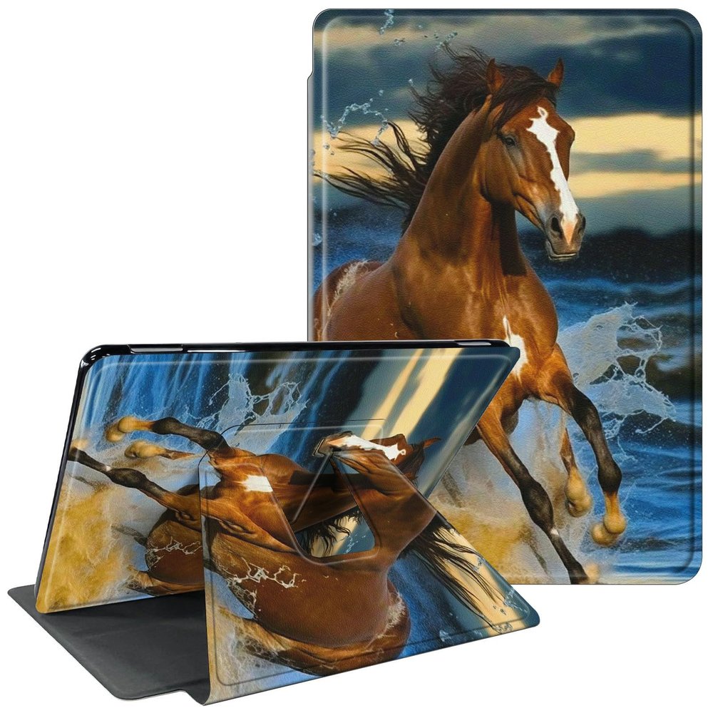 CGFGHHUY for Kindle Scribe Case for Kindle Scribe Cover 10.2 inch 360 Degree Rotating Stand Smart Cover with Auto Wake Sleep Tablet Case for Kindle Scribe 2022 - Horses Running