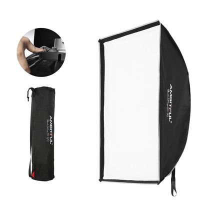AMBITFUL 24"x35" / 60x90cm Black Softbox, Bowens Mount, Fabric & Reflective Material, Quick Set Up, Silver Interior, Perfect for Godox Flash Heads