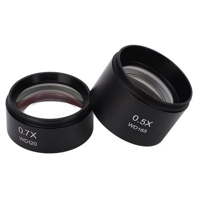 2Pcs Microscope Objective Lens, 0.7X 0.5X Aluminum Alloy Lightweight Microscope Auxiliary Objective Lens, Lightweight Auxiliary Objective Lenses for Scientific Research