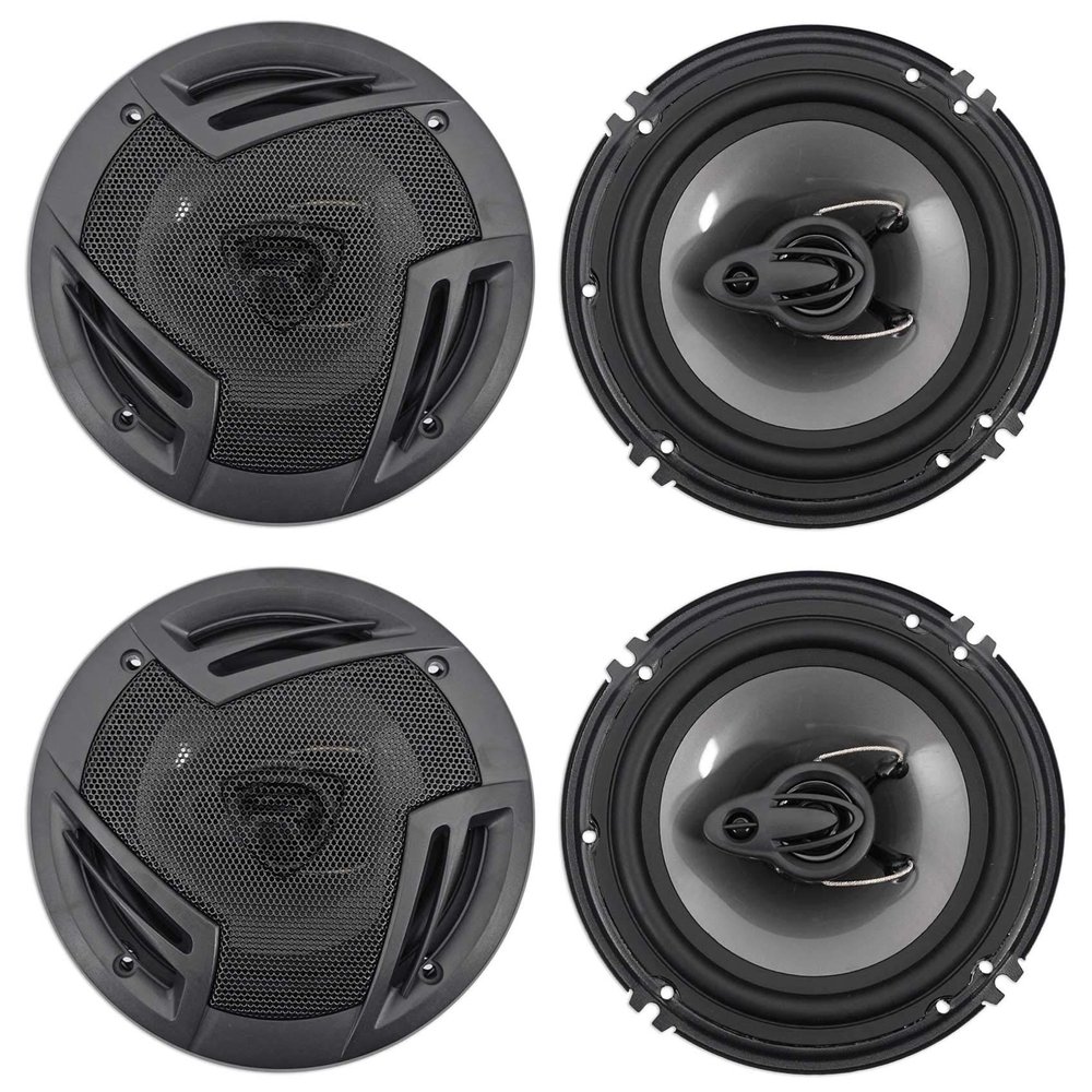 Rockville RV6.3A 6.5" 3-Way Car Speakers, 750W Peak / 150W RMS, 4 Ohm, Polypropylene Woofer, Butyl Rubber Surround, with Grilles, CEA Compliant, for Car Audio, 4-Piece