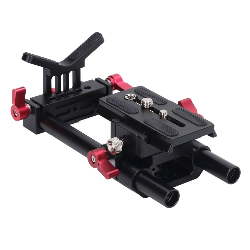 15mm Rail Riser Rig System Quick Release Base Kit, 15mm DSLR Camera Rod Riser Clamp Short Rods with 1/4in 3/8in, Y Shaped Shock Absorbing Lens Mount for Tripod