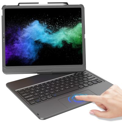 KBCASE Keyboard Case for iPad Air 13 inch M3/M2 (2025/2024)/for iPad Pro 12.9 6th/5th/4th/3rd Gen (2018-2022), 360Rotatable Case with Touchpad & Pencil Holder for iPad Air 13/Pro 12.9 (Titanium Gray)