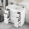 JIVOIT Modern 36" Bathroom Vanity with Ceramic Sink, Solid Wood Bathroom Vanity Set with Six Drawers, Cabinet and Adjustable Shelf, Silver Round Knobs, Stainless Steel Hinges view 1