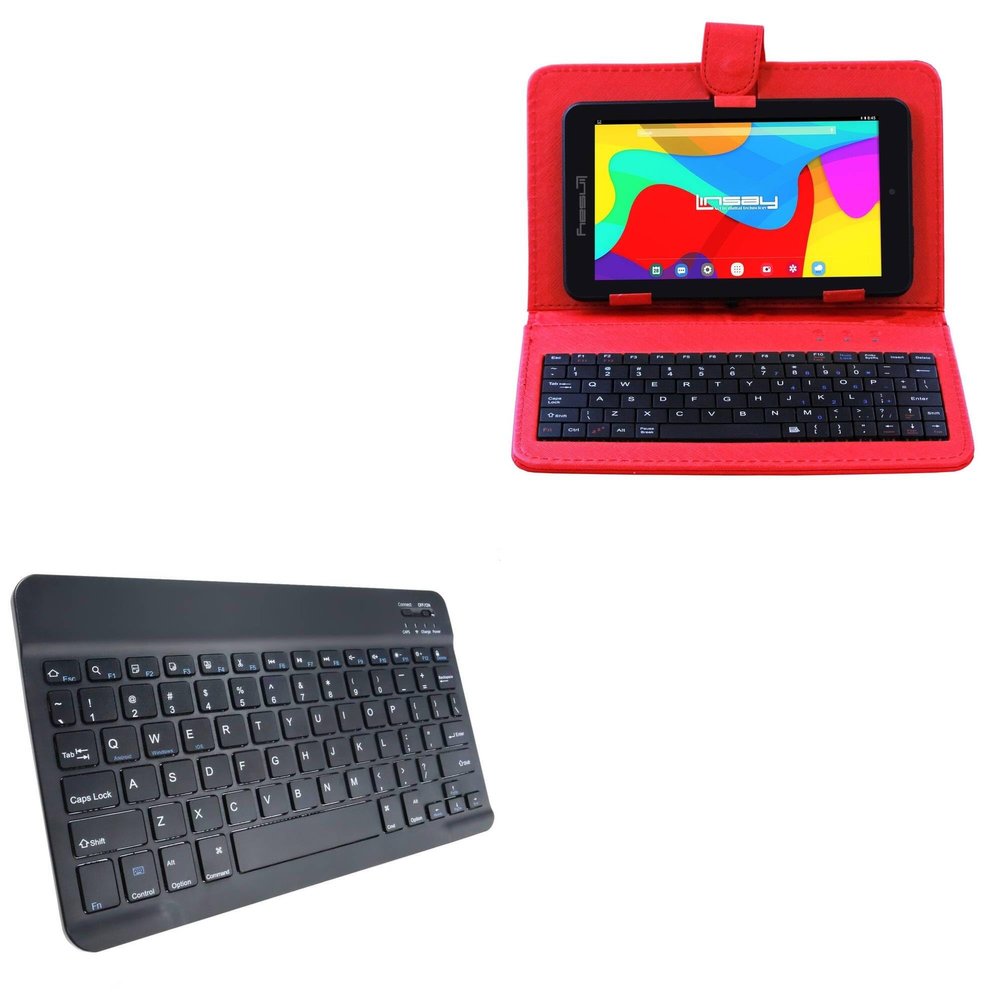 BoxWave Keyboard Compatible with Linsay F-7XHDBKR (7 in) - SlimKeys Bluetooth Keyboard, Portable Thin with Chiclet-Style Keys - Jet Black