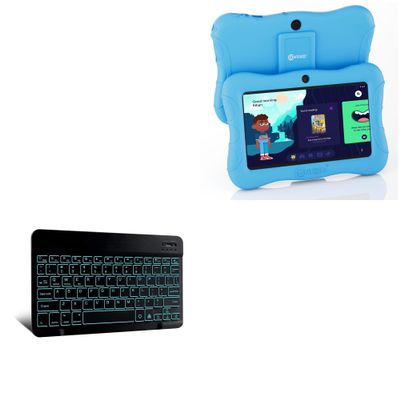 BoxWave Keyboard Compatible with Contixo V9 (7 in) - SlimKeys Bluetooth Keyboard - with Backlight, Portable Slim LED 7 Colors - Jet Black